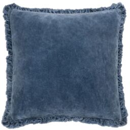 Yard Bertie Washed Cotton Velvet Feather Filled Cushion (Ink, 45 x 45 cm)