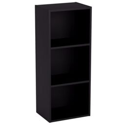Vida Designs Oxford 3 Tier Cube Bookcase, Black Wooden Shelving Display Storage Unit Office Living Room Furniture