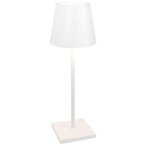 Zafferano, Poldina L Desk Lamp, Portable and Rechargeable Table Lamp with Touch Controls, Suitable for Interior and Outdoor, Dimmer, 2200-3000 K, Height 49.7 cm, White Colour
