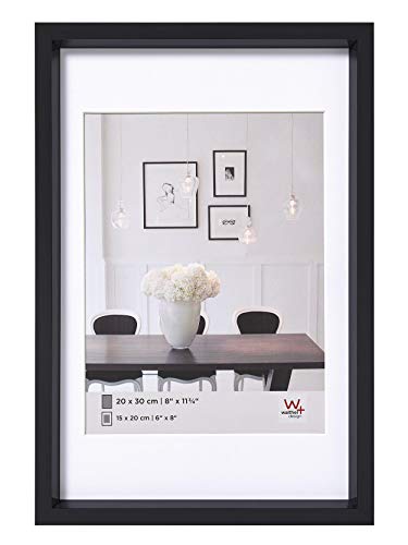 walther design Picture Frame Black 50 x 70 cm with PassepArtout, Steel Style Plastic Frame ES070B