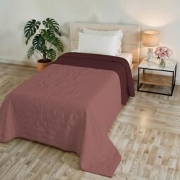 GOLIA Summer Quilt, Made in Italy, 100% Polyester – Reversible Bedspread with WaterWashed Effect – Lightweight Blanket with 65 g Filling – Single Bed 170 x 250 cm – Coral/Burgundy
