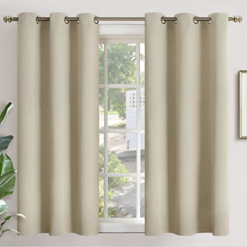 YoungsTex Blackout Curtains 54 Inches Length for Bedroom - Thermal Insulated with Grommet Room Darkening Curtain Drapes for Living Room, 2 Panels, 42 x 54 Inch, Beige