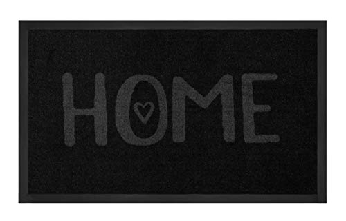 Hanse Home Printy Doormat for Indoor and Outdoor Use, 45 x 75 cm, Dirt Trapper Mat, Lovely Home with Lettering, Washable and Weatherproof, Non-Slip for Entrance Area and Outdoor Use, Anthracite Grey