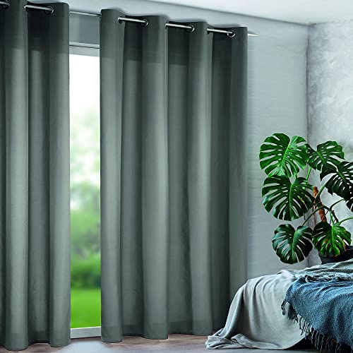 GardinenOutlet Tim Eyelet Curtain Approx. 240 x 135 cm Anthracite