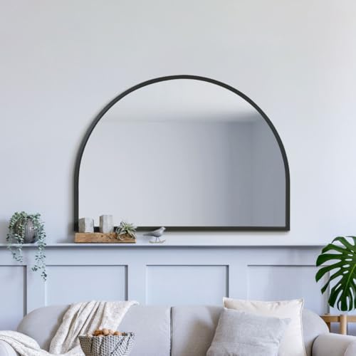 "MirrorOutlet The Arcus - Black Metal Framed Modern Arched Wall Mirror 49"" X 35"" (125CM X 90CM) Black. 2cm Wide Frame and 3cm Deep."