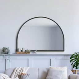 "MirrorOutlet The Arcus - Black Metal Framed Modern Arched Wall Mirror 49"" X 35"" (125CM X 90CM) Black. 2cm Wide Frame and 3cm Deep."