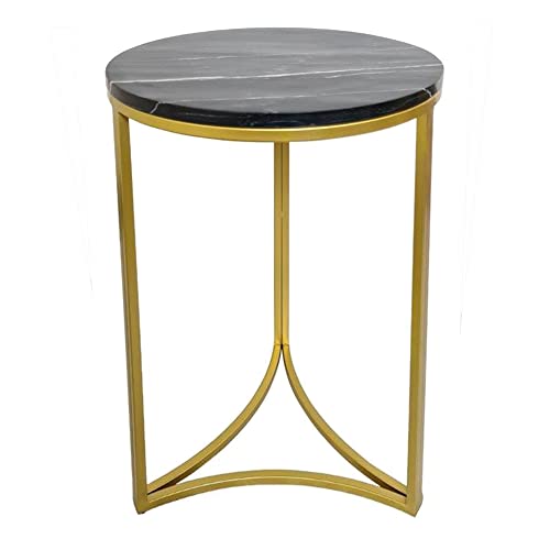Gabriella Accent Side Table, Marble Top Table (Black)