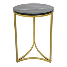 Gabriella Accent Side Table, Marble Top Table (Black)