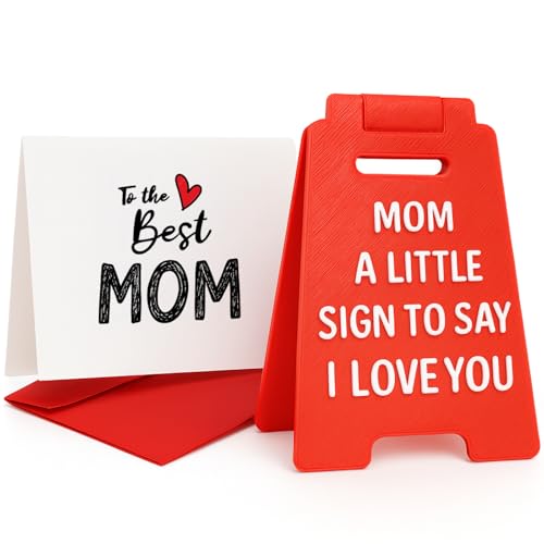 I Love You Mom Mini Sign??? Thoughtful Gift from Daughter, Son or Kids ??? Sentimental Desk Decor with Card & Envelope ??? Birthday, Christmas or Everyday Appreciation Gift for Mom