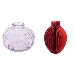 Talking Tables Lilac Glass Bud Vase for flowers, s & Talking Tables Rote Wabenpapier-Vase mit Glasfläsc Table Decor Bundle