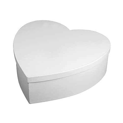 Rayher Heart-Shaped Papier Mache Box with Lid for Crafting and Decoupage, Heart Design Storage container, Mache Box to Decorate, Diameter 30cm, brown, 67293102
