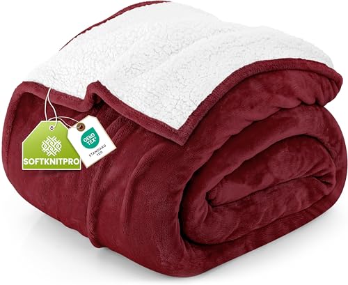 Utopia Bedding Sherpa Blanket King Size [Red, 90x102 Inches] - 480GSM Thick Warm Plush Fleece Reversible Blanket for Bed, Sofa, Couch, Camping and Travel