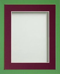Frame Company Jellybean Range Green Wooden 10x8 inch Picture Photo Frame with Plum Mount for Image 8x6 inch * Choice of Colours & Sizes* Fitted with Perspex