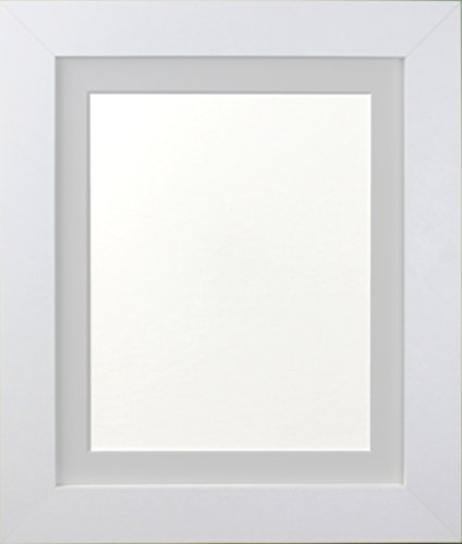 FRAMES BY POST London Picture, Photo and Poster Frame, Plastic Glass, White with Light Grey Mount, A1 Image Size A2