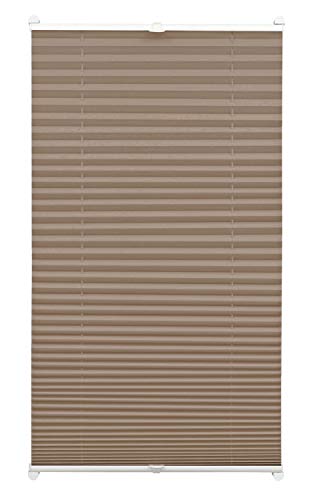 Gardinia EASYFIX Pleated Blind with 2 Operating Rails Taupe 95 x 130, Fabric 100% Polyester