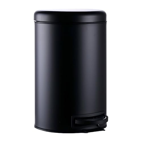 Relaxdays Pedal Bin, 12L, Removable Plastic Inner, Foot Pedal, Steel, Black, 39x25.5x33 cm