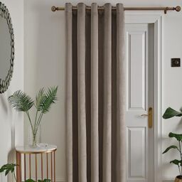"Laurence Llewelyn-Bowen - Linen Velvet Single Curtain W66 x L84"" (168 x 214cm) - 1 Panel - Linen Natural Eyelet - Thermal & Soundproof Curtain in Natural - Montrose Collection"
