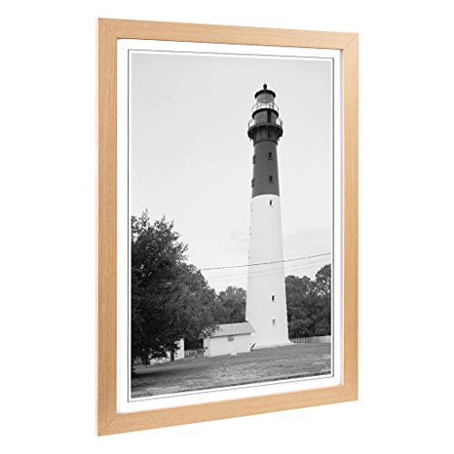 Big Box Art Framed Print of Architecture Lighthouse Hunting Island, SC Design - Wall Art Picture - Home Decor for Kitchen, Living Room, Bedroom, Hallway, Oak, A2 / 24.5x18 Inch / 62x45cm