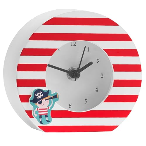 Premier Housewares Pirate Table Clock MDF White Face - Black Hands