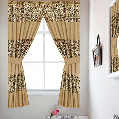 "Zahari Home Sinatra Window Curtain Bathroom Window Curtain,36"" x 54"" Each, Set of 2, Champagne"