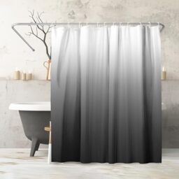 Americanflat 180x200 cm Grey Ombre Shower Curtain - Water-Resistant Long Shower Curtain with Durable Grommets and 12 Hooks - 100% Polyester