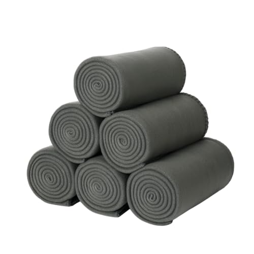 CAI TENG Fleece Blankets Bulk 6 Pack Throw Blankets for Couch Bed 50x60 inch Kids Blanket Warm Soft Cozy Travel Blankets Lightweight Pet-Friendly Small Throws Camping Gifts Green-Grey
