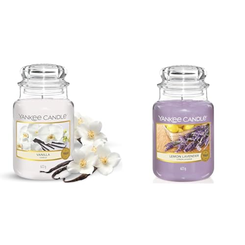 Yankee Candle Scented Candle - Vanilla Large Jar Candle - Burn Time: Up to 150 Hours & Scented Candle, Lemon Lavender Large Jar Candle, Long Burning Candles