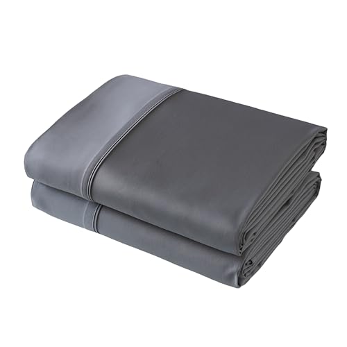Flat Sheet Only 2 Pack,Calking Size 400 Thread Count 100% Egyptian Cotton Flat Sheet - Wrinkle, Fade, Stain Resistant (Dark Grey,Calking,2Pack)