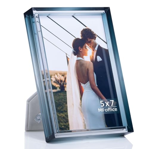 Gradient 5x7 Acrylic Picture Frame - Fits 4x6 with Mat or 5x7 without Mat, with Tabletop Stand & Wall Mount for Home Office Decor, Black Grey, 1Pack
