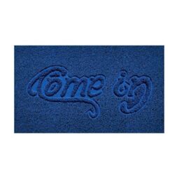 Nicoman Embossed Spaghetti Door Mat Dirt-Trapper Jet-Washable Doormat 70x43cm (Blue, COME-IN) - Use Indoor or Sheltered Outdoor
