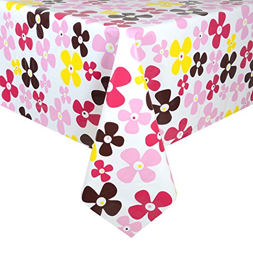 Multicoloured Flowers Wipe Clean PVC Vinyl Tablecloth Cover Protector 140x240cm
