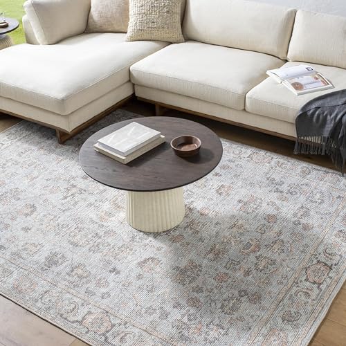 "Livabliss x Our PNW Home Olympic Updated Traditional Area Rug, 6'7"" x 9', Light Blue"