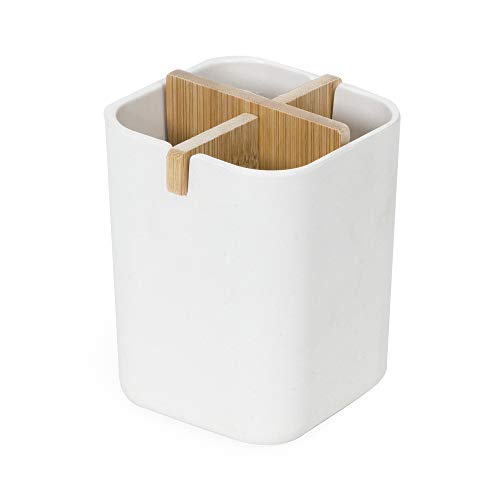 Compactor Toothbrush Holder and Organiser, 8.4 x 7.8 x 10.5 cm, Bamboo