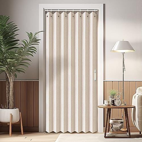 "Vatge - Pinch Pleat Curtain for Open Closet, Folding Closet, Accordion Door Curtains, 1 Panel with Tiebacks, 39"" W x 78"" L, Beige"