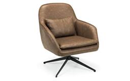 Julian Bowen Bowery Accent Chair, Faux Leather, Brown - H84.5 x W73.5cm