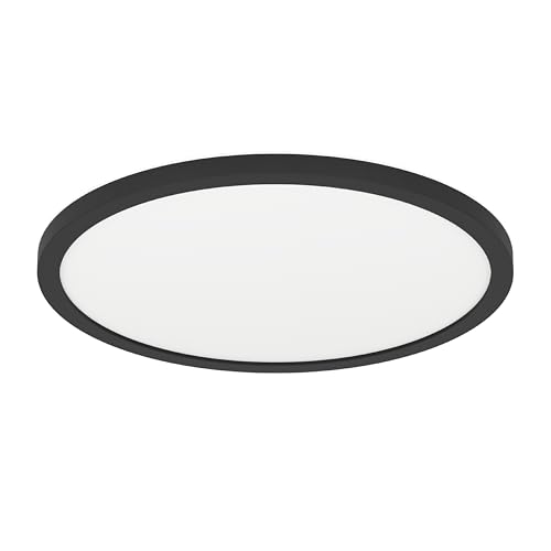 Eglo LED Ceiling Light Minerario, Outside lamp for Balcony and Terrace, Outdoor Porch Lighting, Black Plastic, IP54, Warm White, Ø 39 cm