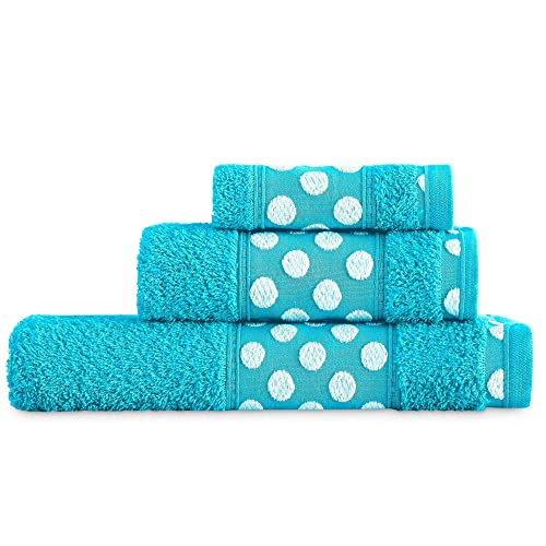 WELL HOME MOBILIARIO & DECORACI??N Set of 3 Bath Towels, 450 g/m2, Terry Cotton, 50 x 30, 100 x 50, 150 x 100 cm, Turquoise