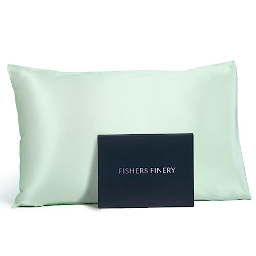 Fishers Finery 100% Pure Mulberry Silk Pillowcase 25mm Light Green Standard