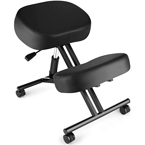 Himimi Kneeling Chair, ergonomic, knee-adjustable, for posture, for home and office, 57 x 46 x 70.99 cm 7 kg, Height adjustable from 53.34 to 71.12 cm, Black