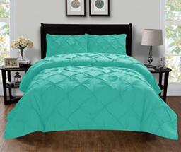 Elegant Comfort 2-Piece Pintuck Design Duvet Cover Set, (Insert Comforter Protector) Wrinkle-Free, Microfiber, Turquoise, Twin XL