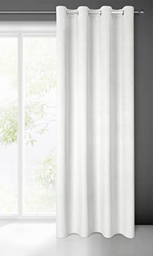 Eurofirany ELIZA Structural Velvet Curtain with Eyelets - 1 Pc. Velvet Thermal Insulated Curtain, Opaque, Room Darkening, Bedroom, Living Room, 140x250 cm, White