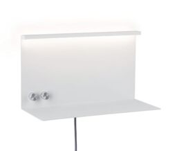 Paulmann 78919 Jarina LED wall luminaire with Shelf incl. 1x4.5 / 1x1.6 watt dimmable wall-Mounted Reading lamp White Metal wall lamp 3000 K