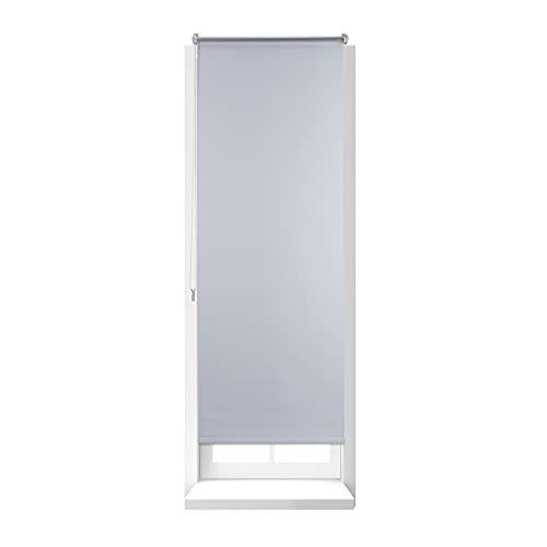 Relaxdays Thermal Blackout Blinds, Heat Protection, Side-Pull Roller Shades, No Drilling, 60x160cm, White