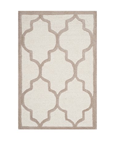 Safavieh Trellis Indoor Hand Tufted Rectangle Area Rug, Cambridge Collection, CAM134, in Ivory / Beige, 91 X 152 cm for Living Room, Bedroom or Any Indoor Space