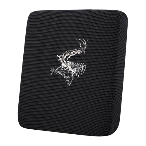 hyha Waterproof Couch Cushion Covers for Pets, Non Slip Sofa Seat Cover for Dogs Washable, Soft Thick Stretch Jacquard Fabric, Sofa Slipcovers with Elastic Bottom (1 Piece for Backrest M, Black)