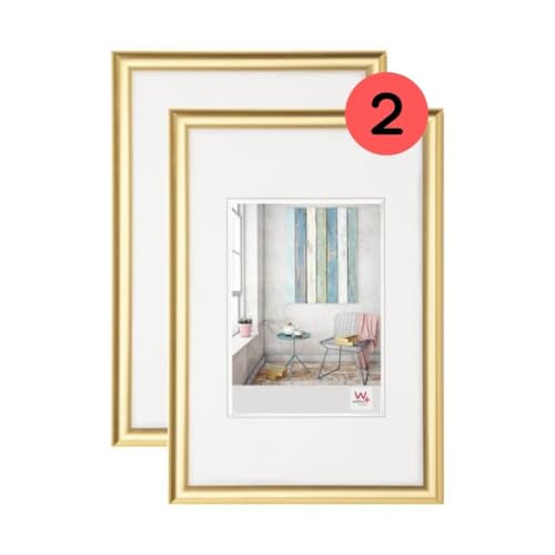 walther design Picture Frame Gold 30 x 45 cm Twin Pack, Trendstyle Plastic Frame KP045GD