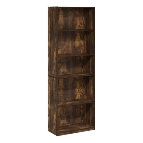 Furinno GEHRY 5-Tier Bookcase, Bookshelf with Adjustable Shelves, Amber Pine