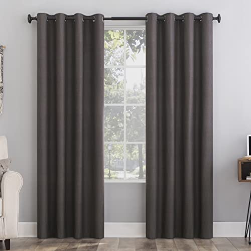 "Sun Zero Columbia 2-Pack Thermal Energy Saving 100% Blackout Grommet Curtain Panel Pair, 50"" x 84"", Fig"