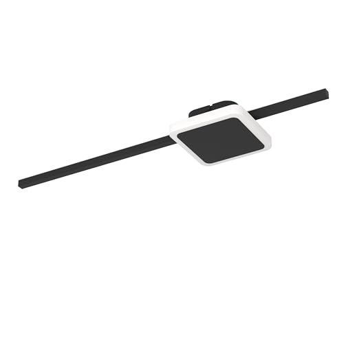 Eglo LED Ceiling Light Sarginto, 2 Light Minimalist Lighting Made of Black Metal and White Plastic, Square Living Room and Hallway lamp, Warm White