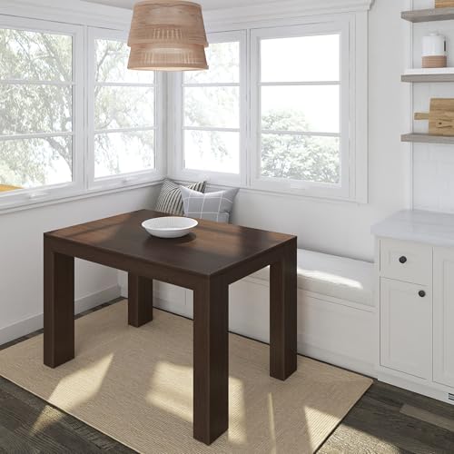 Maxwood Furniture 122Cm Dining Table, Solid Wood Modern Kitchen Table, Large Wooden Rectangular Dinner Table For Dining Room, Home Office, Living Room Furniture, Easy Assembly, Walnut Wirebrush